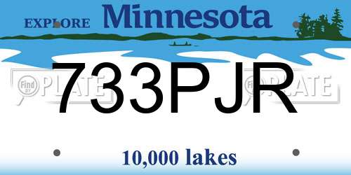 733PJR Minnesota License Plate