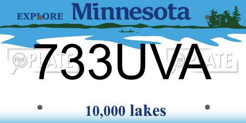 733UVA Minnesota License Plate