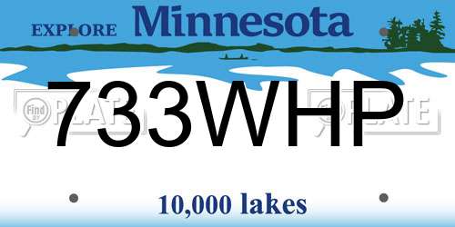 733WHP Minnesota License Plate