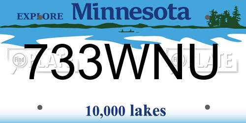 733WNU Minnesota License Plate