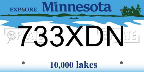 733XDN Minnesota License Plate