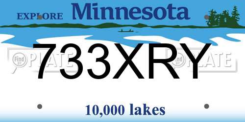 733XRY Minnesota License Plate