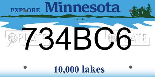 734BC6 Minnesota License Plate