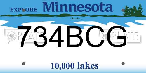 734BCG Minnesota License Plate