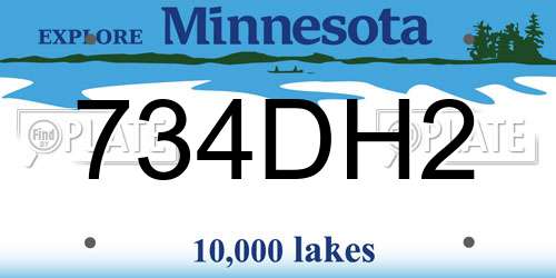 734DH2 Minnesota License Plate