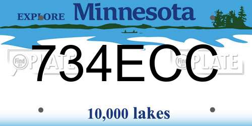 734ECC Minnesota License Plate