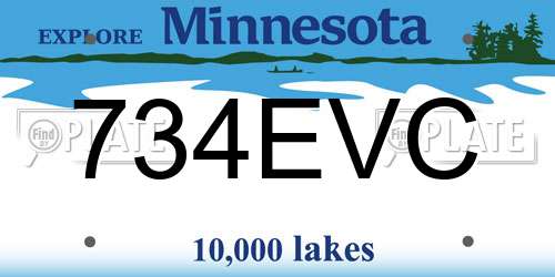 734EVC Minnesota License Plate