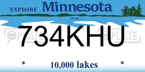 734KHU Minnesota License Plate