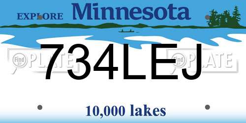734LEJ Minnesota License Plate