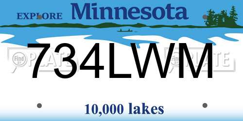 734LWM Minnesota License Plate