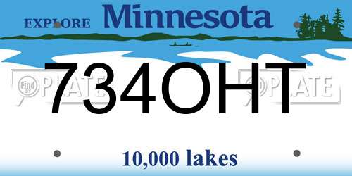 734OHT Minnesota License Plate