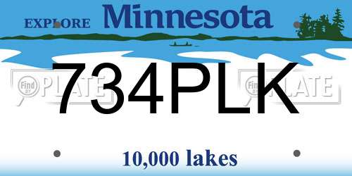 734PLK Minnesota License Plate