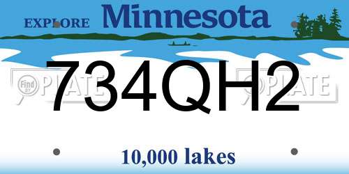 734QH2 Minnesota License Plate