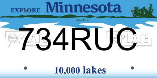 734RUC Minnesota License Plate