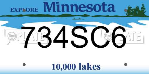 734SC6 Minnesota License Plate