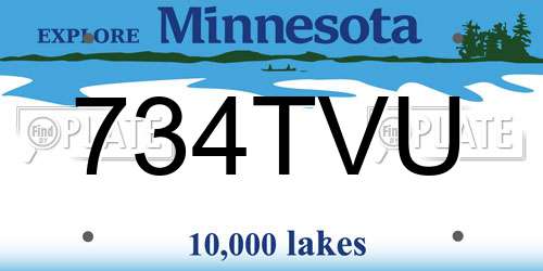 734TVU Minnesota License Plate