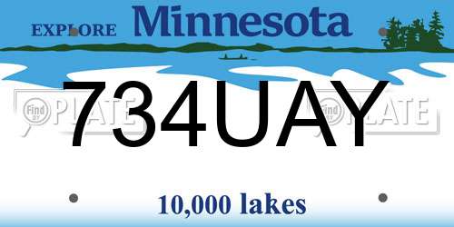 734UAY Minnesota License Plate