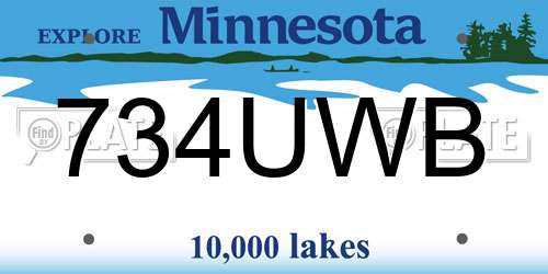 734UWB Minnesota License Plate