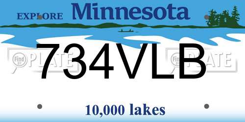 734VLB Minnesota License Plate