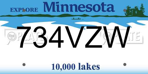 734VZW Minnesota License Plate