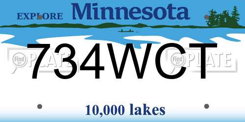734WCT Minnesota License Plate