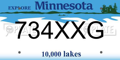 734XXG Minnesota License Plate