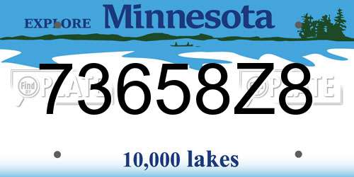 73658Z8 Minnesota License Plate