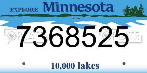 7368525 Minnesota License Plate