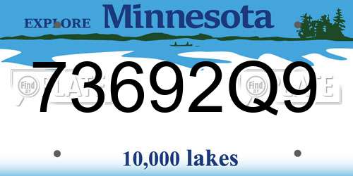 73692Q9 Minnesota License Plate