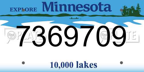 7369709 Minnesota License Plate