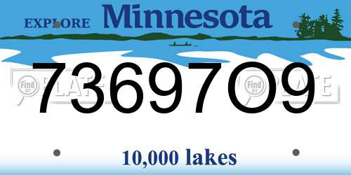 73697O9 Minnesota License Plate