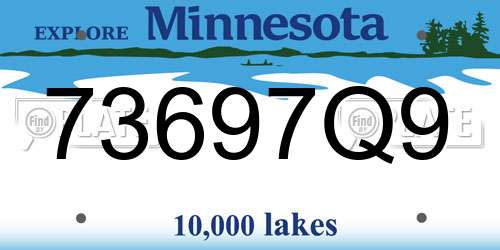 73697Q9 Minnesota License Plate