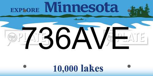 736AVE Minnesota License Plate