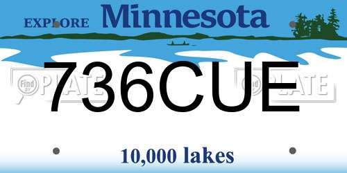 736CUE Minnesota License Plate