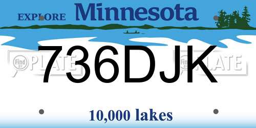 736DJK Minnesota License Plate