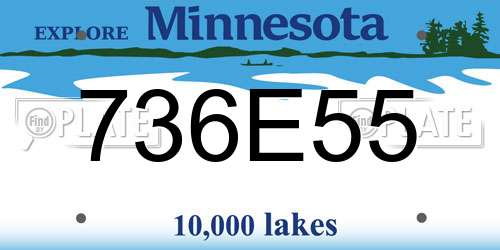 736E55 Minnesota License Plate