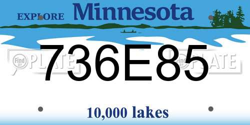 736E85 Minnesota License Plate