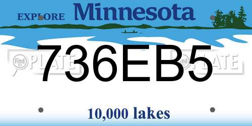 736EB5 Minnesota License Plate