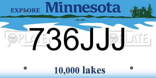 736JJJ Minnesota License Plate