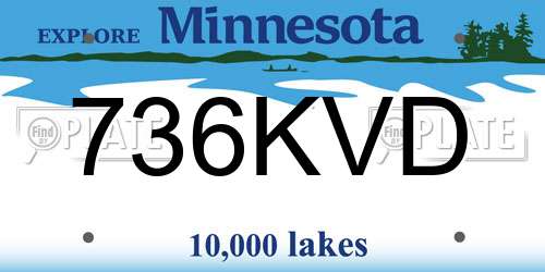 736KVD Minnesota License Plate