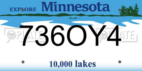 736OY4 Minnesota License Plate