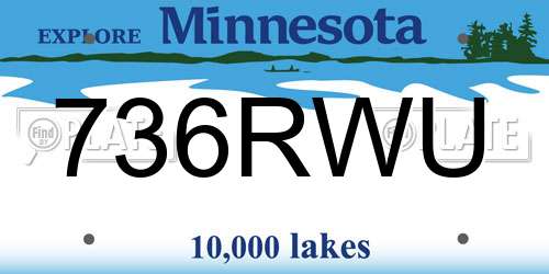 736RWU Minnesota License Plate
