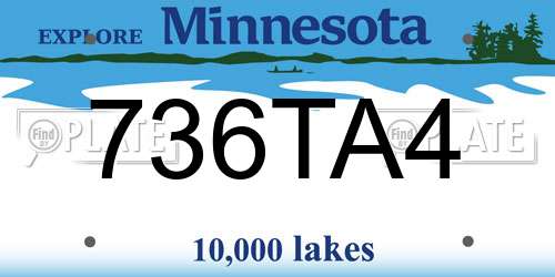 736TA4 Minnesota License Plate