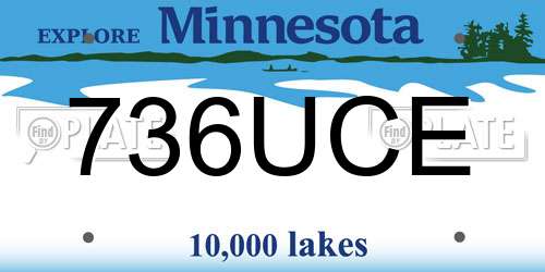 736UCE Minnesota License Plate