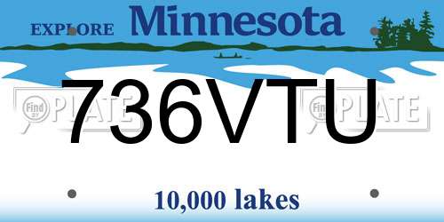 736VTU Minnesota License Plate