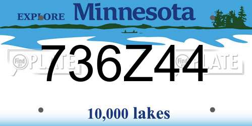 736Z44 Minnesota License Plate