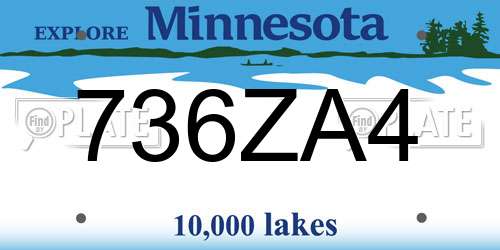 736ZA4 Minnesota License Plate