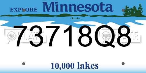73718Q8 Minnesota License Plate