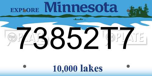73852T7 Minnesota License Plate