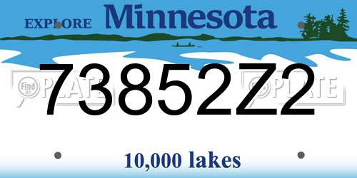 73852Z2 Minnesota License Plate